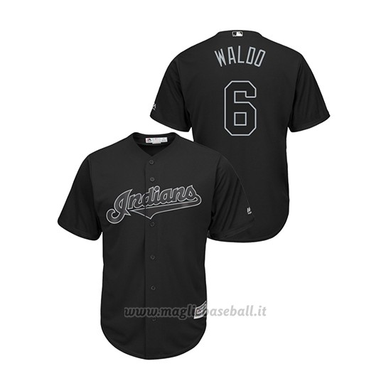Maglia Baseball Hombre Cleveland Indians 6 Mike Freeman 2019 Players Weekend Waldo Replica Nero